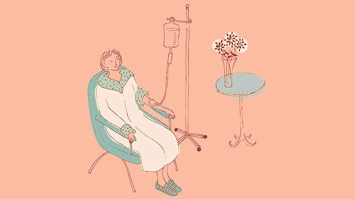 illustration of a woman with an IV